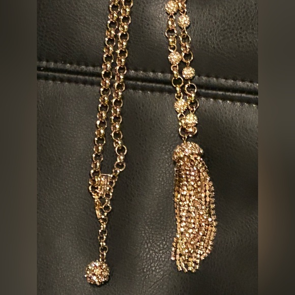 KATE SPADE NEW YORK CRYSTAL CASCADE GOLD TASSLE NECKLACE - Picture 6 of 8